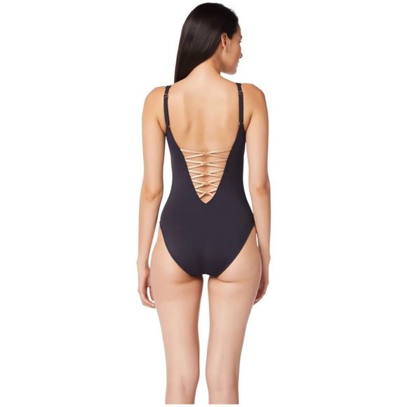 ☀️☀️☀️ Bleu Rod Beattie KORE Low Neck Lace Up One Piece Size 20W - Picture 5 of 6